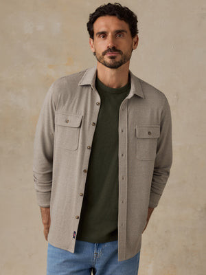 Legend Sweater Shirt - Taupe Brown Pincheck | Faherty