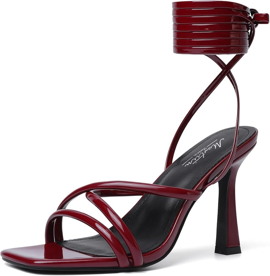 Mostrin Womens Sandals Strappy Heels for Women Lace Up Square Open Toe Heels Tie Up High Heeled S... | Amazon (US)