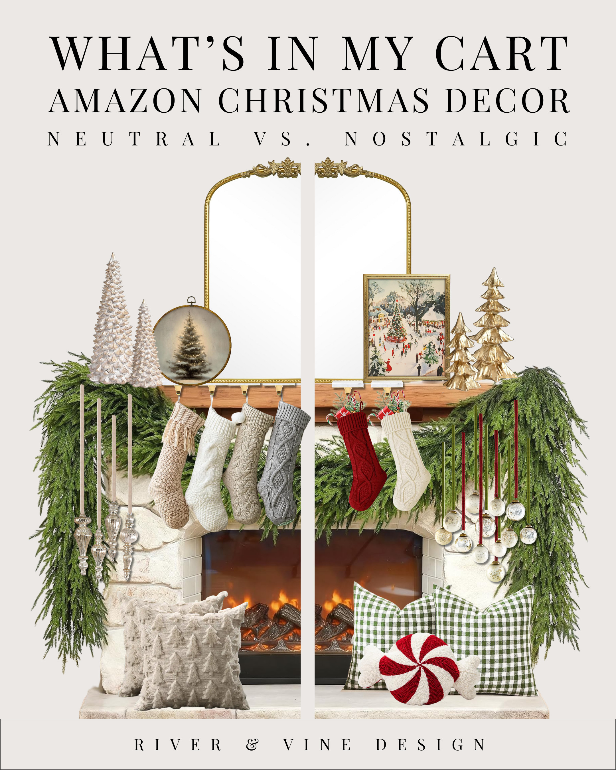 Neutral vs. nostalgic — which one are you? 🤍❤️

This year’s biggest Christmas decor trend is hanging ornaments from your garland.
It instantly makes your mantel look designer: more movement, more sparkle, and way more intentional — without needing a ton of extra decor.

Designer tip → just tuck ornament hooks directly into the greenery. It adds depth, fills visual gaps, and gives that “holiday catalog” vibe everyone’s trying to recreate.

🛒 What’s in my cart (all Amazon):
• Neutral: soft textures, knit stockings, layered metallics
• Nostalgic: classic pops of red, vintage-inspired ornaments, warm brass details

Everything links and everything arrives fast.
Tap to shop your vibe ↓
🤍 Neutral or ❤️ Nostalgic? 

 #LTKHoliday #LTKSeasonal #LTKHome