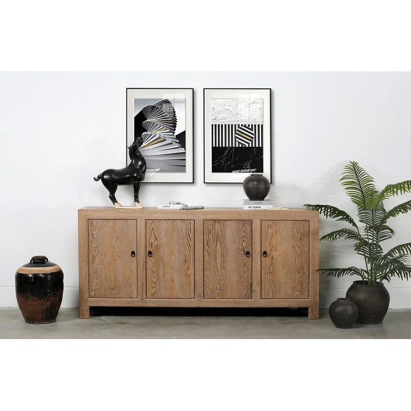 Capri Sideboard With 4 Doors, Weathered Pinewood 86.6x18.9x39.8H | Overstock