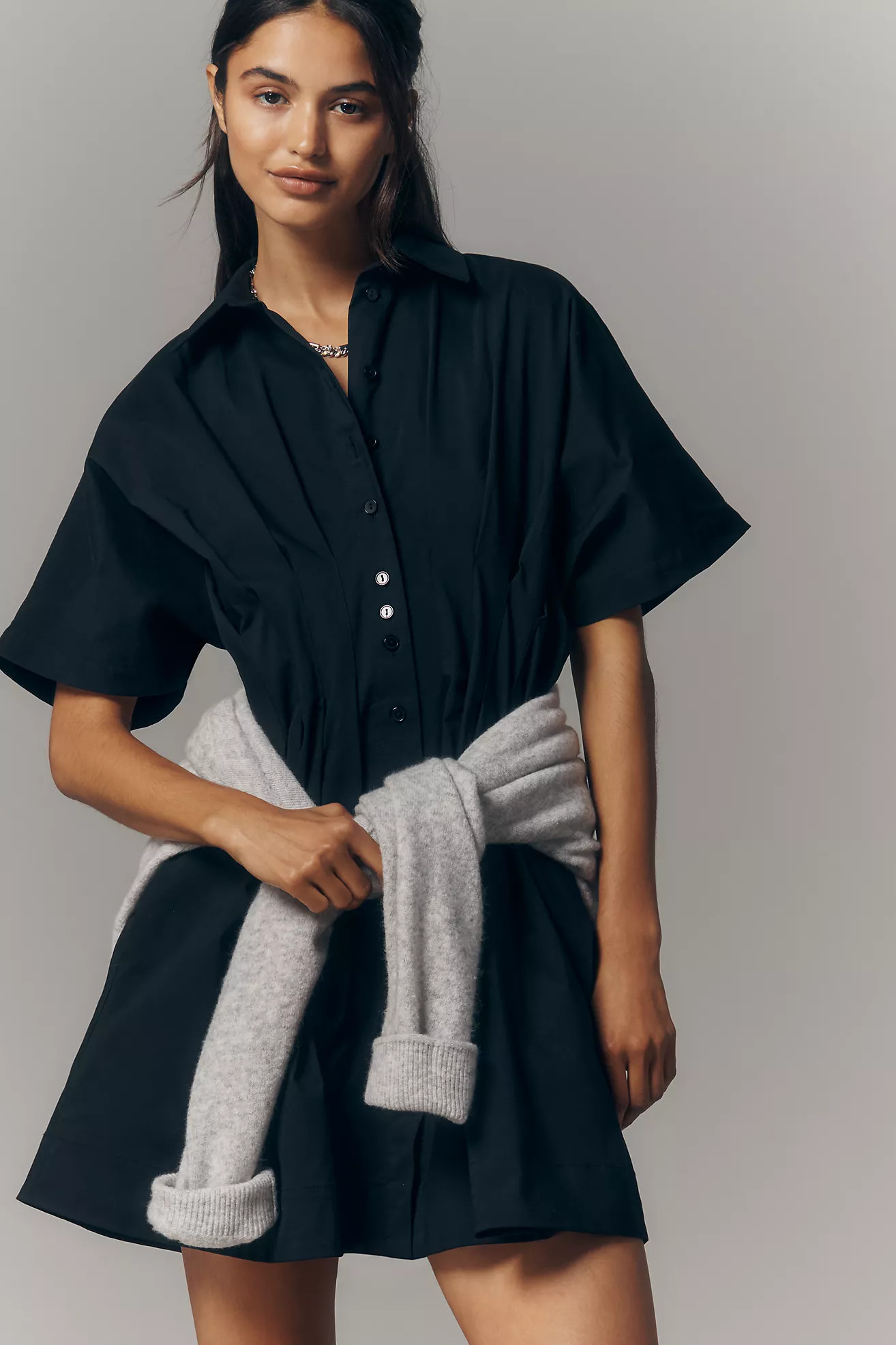 The Tobie Button-Front Pleated Shirt Dress by Exquise: Mini Edition | Anthropologie (US)