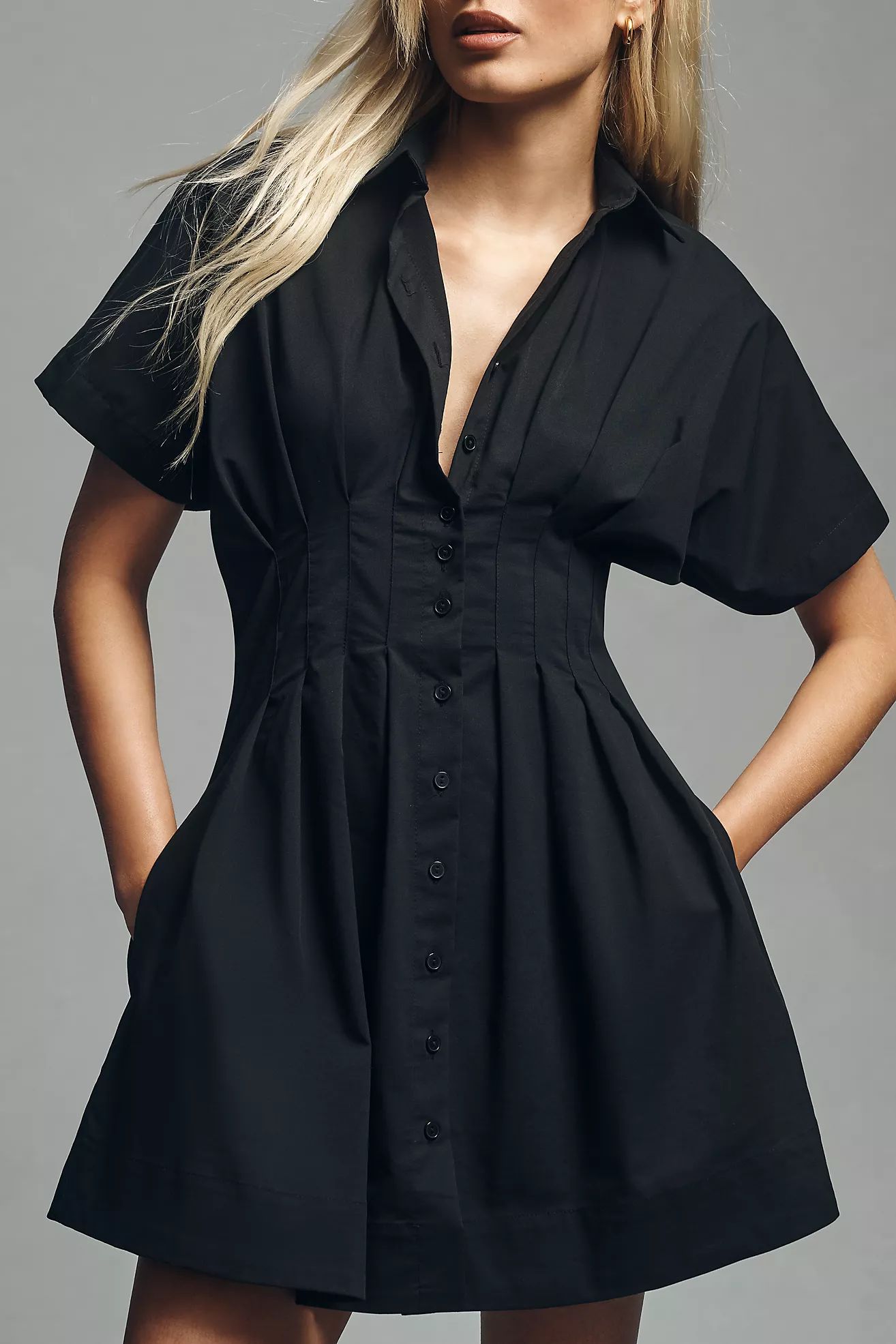 The Tobie Button-Front Pleated Shirt Dress by Exquise: Mini Edition | Anthropologie (US)