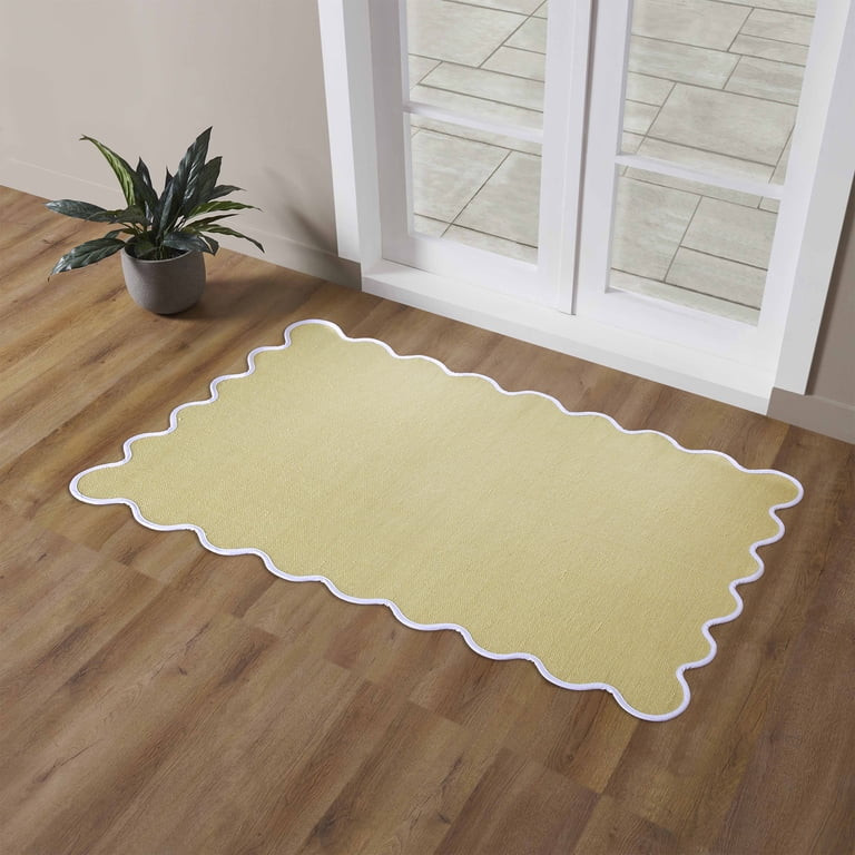 My Texas House Yellow Scallop Indoor/Outdoor Layering Rug, 38" x 58" | Walmart (US)