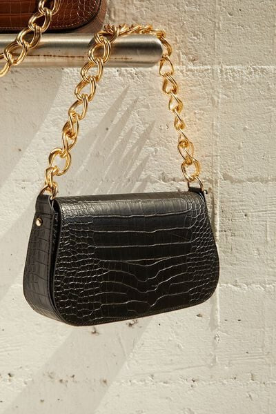 Faux Croc Leather Shoulder Bag | Forever 21 (US)