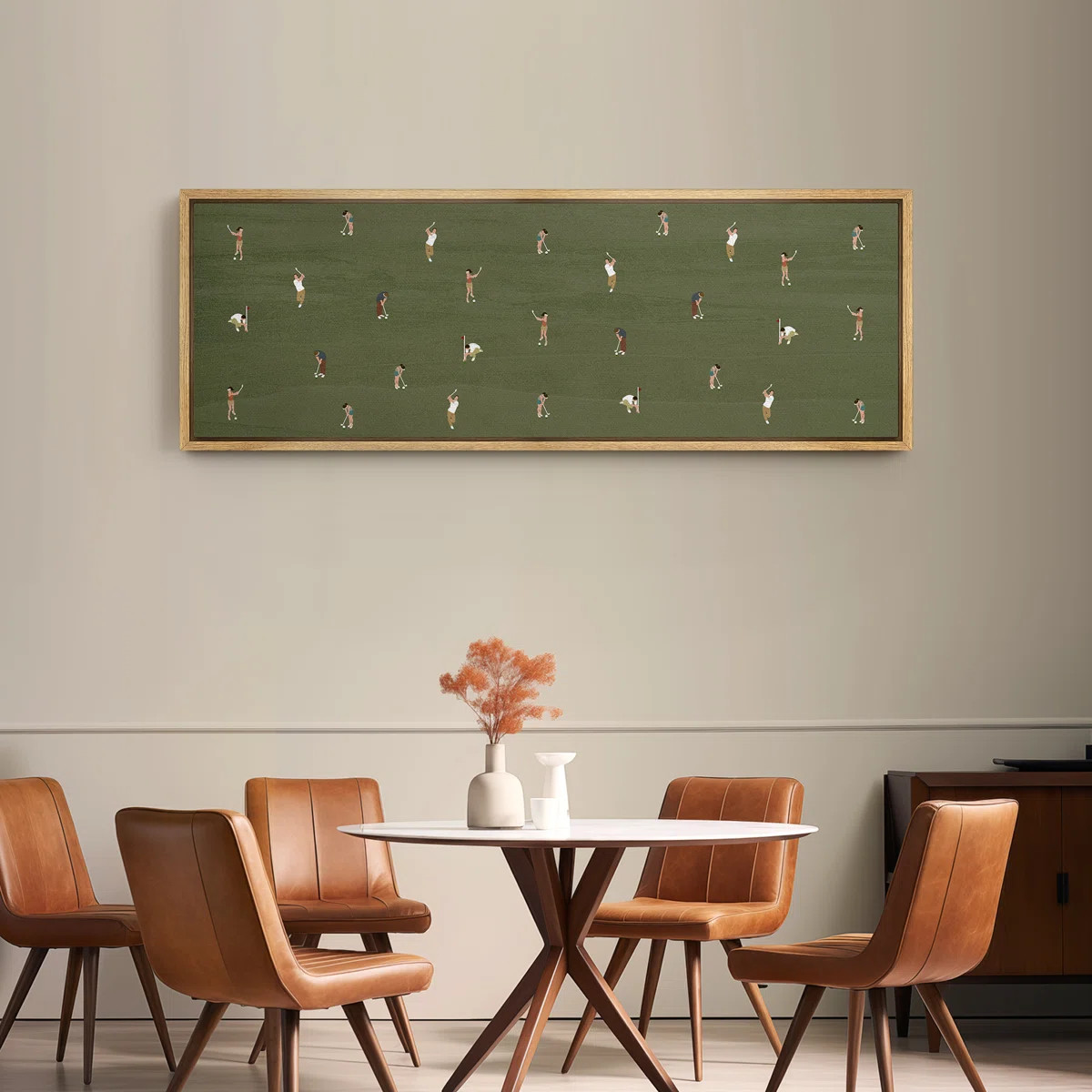 Whimsical Golfers on Green Large Framed Canvas Print Wall Art, Playful Mid-Century Decor | Wayfair North America