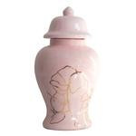Cherry Blossom Pink Ginger Jar with Gold Floral Accent | Lo Home by Lauren Haskell Designs