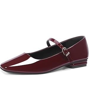 Mary Jane Shoes Women Square Toe Mary Jane Flats Casual Ballet Flats with Ankle Strap Dressy Comf... | Amazon (US)