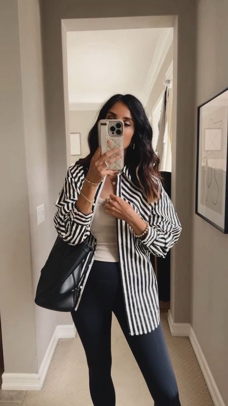 My top is on sale!  Only $30, I’m just shy of 5-7” wearing the size XS small striped top and leggings. 
Casual style, leggings, StylinByAylin 

#LTKstyletip #LTKunder100 #LTKsalealert
