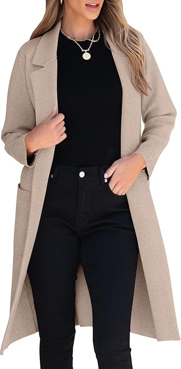 ANRABESS Womens Cardigan Sweater 2025 Fall Outfits Knitted Lapel Long Coats Coatigans | Amazon (US)
