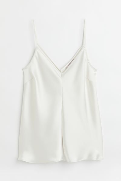 A-line top in softly draped satin. Extra-narrow shoulder straps and a V-neck front and back. | H&M (US + CA)