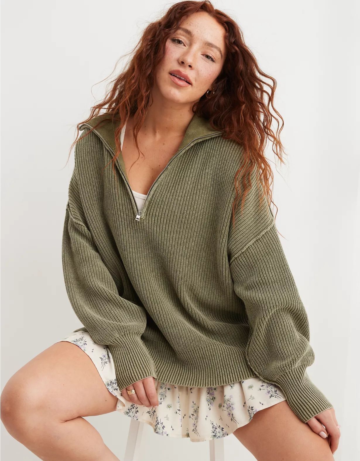 Aerie Beyond Quarter Zip Sweater | Aerie