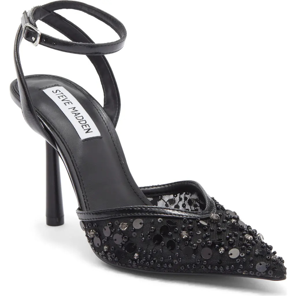 Steve Madden Sherrie Beaded Ankle Strap Pump in Black at Nordstrom Rack, Size 8.5 | Nordstrom Rack