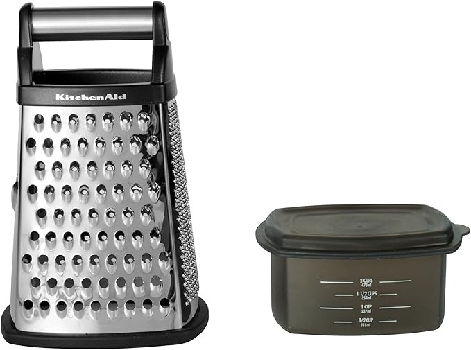 KitchenAid Gourmet 4-Sided Stainless Steel Box Grater with Detachable Storage Container, Small, B... | Amazon (US)