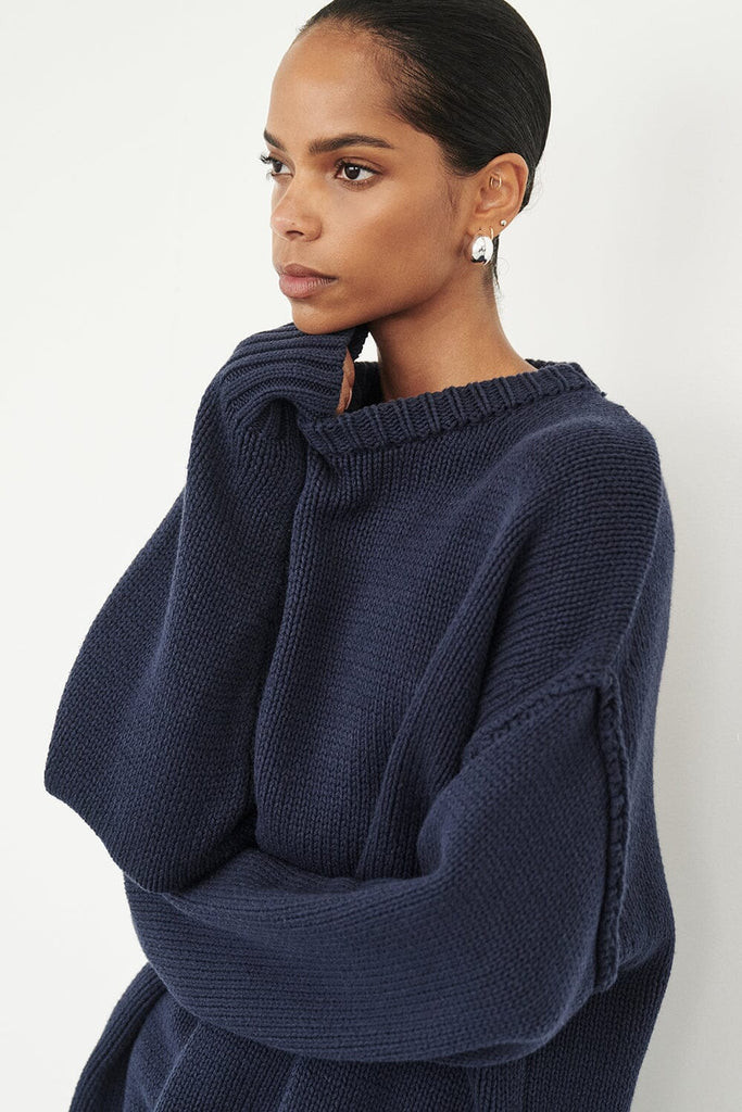 ROY NAVY LONGLINE KNIT JUMPER | DISSH