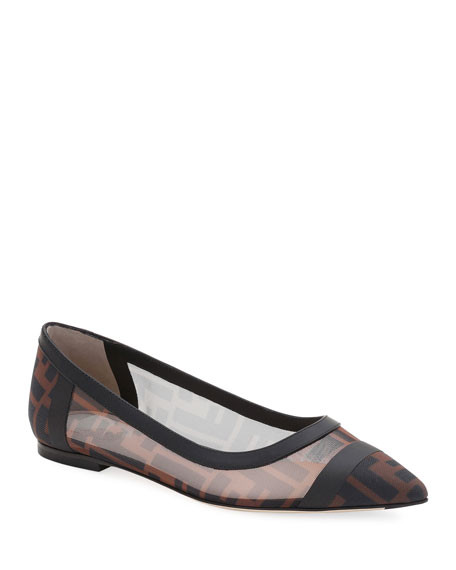 Fendi FF Mesh Skimmer Flats | Neiman Marcus