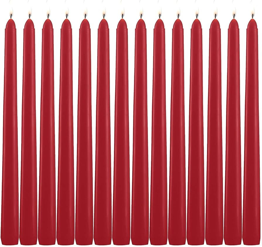 HELLY 14 Pack Tall Red Taper Candles - 10 Inch Red Dripless, Unscented Dinner Candle - Paraffin W... | Amazon (US)