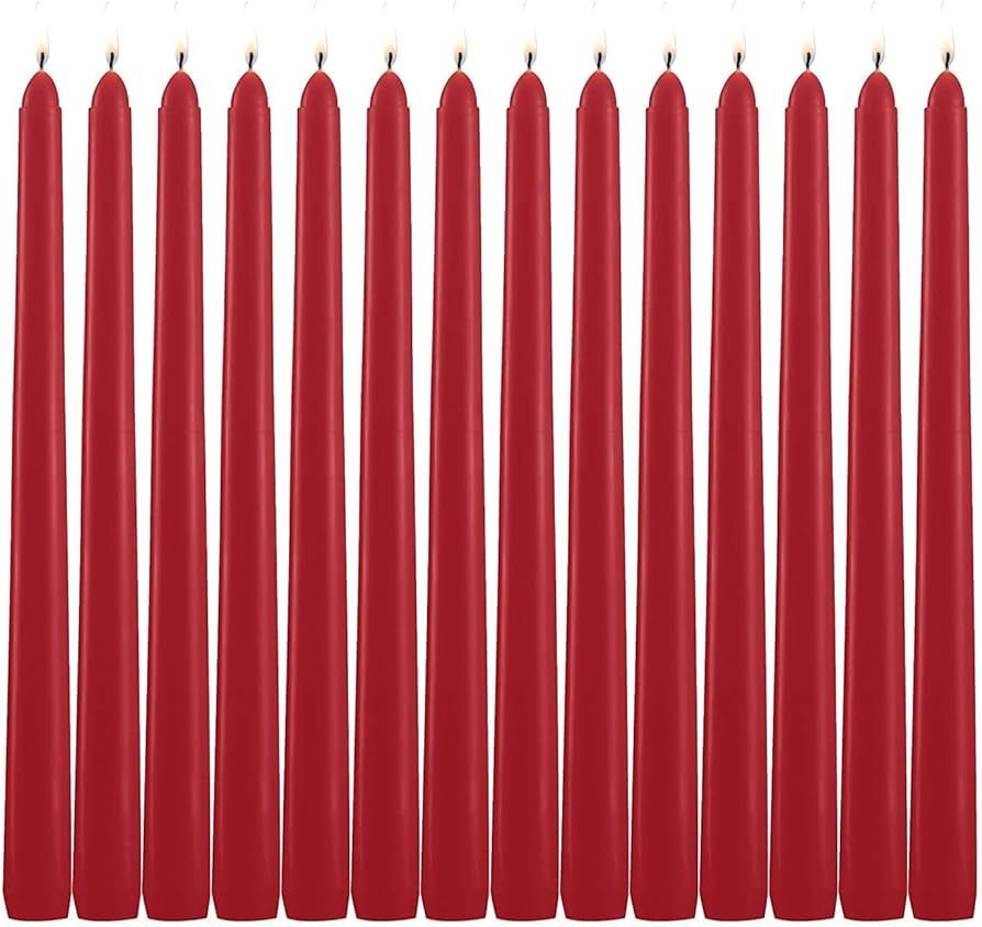 HELLY 14 Pack Tall Red Taper Candles - 10 Inch Red Dripless, Unscented Dinner Candle - Paraffin W... | Amazon (US)