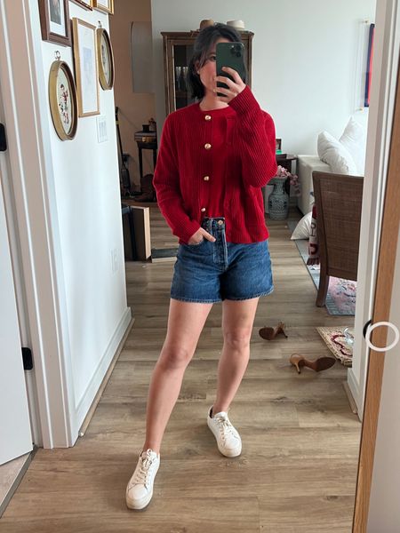 Sweater XS
Cardigan XS
Shorts 23

Spring outfit, spring cardigan, jean shorts, agolde denim shorts, white sneakers, classic outfit, over 30, petite , j. Crew, Massimo Dutti, red cardigan, red sweater, soludos 

#LTKStyleTip #LTKShoeCrush