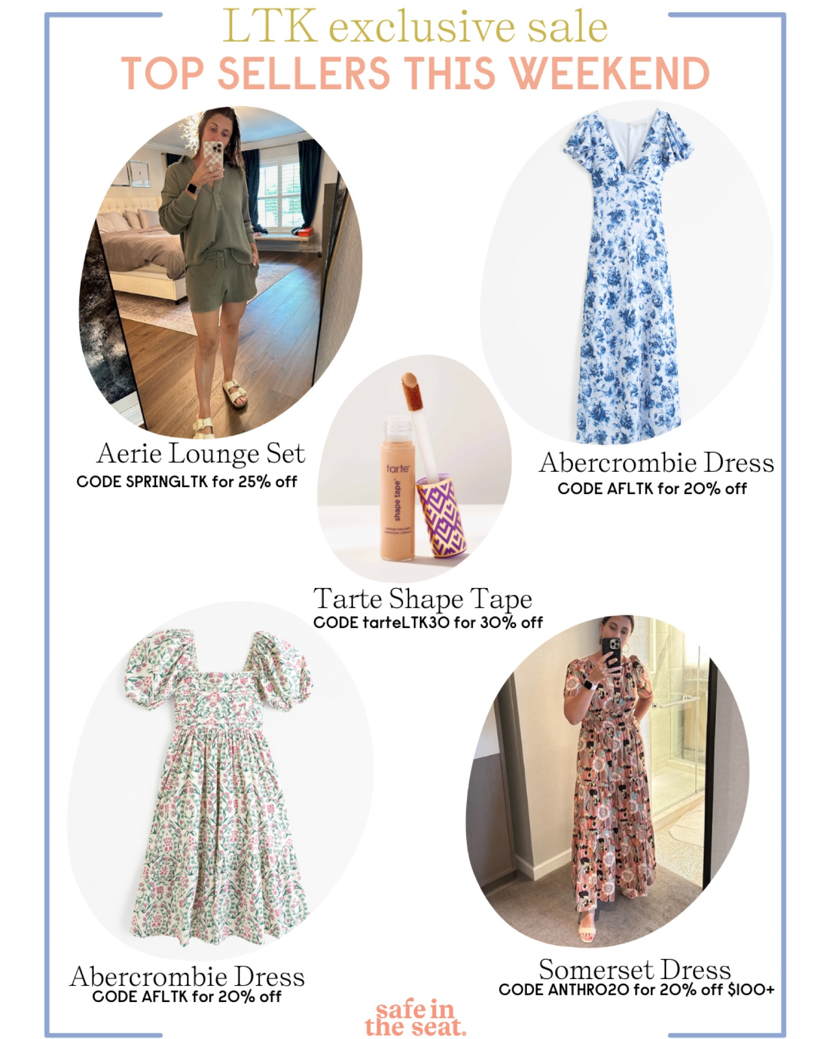 LTK best sellers this weekend! 
My comfy lounge set from Aerie is 25% off!
Abercrombie dresses perfect for an Easter outfit, wedding guest dress, or vacation dress are 20% off. 
My fav style of dress from Anthropologie that comes in so many patterns and prints is 20% off!
Lastly, stock up on your fav Tarte products with 30% off and free shipping!
🚨IT ALL ENDS TODAY!!!🚨
Other top sellers tagged below! 



#LTKstyletip #LTKSpringSale #LTKsalealert
