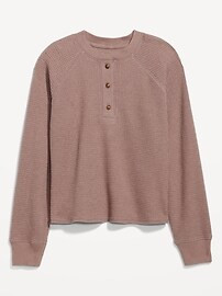 Plush Waffle-Knit Henley Top for Women | Old Navy (US)