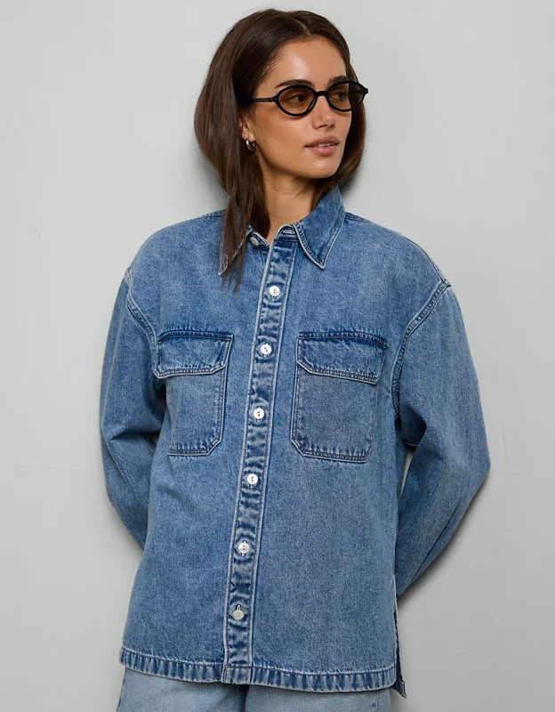 AE77 Perfect Denim Shacket | American Eagle Outfitters (US & CA)
