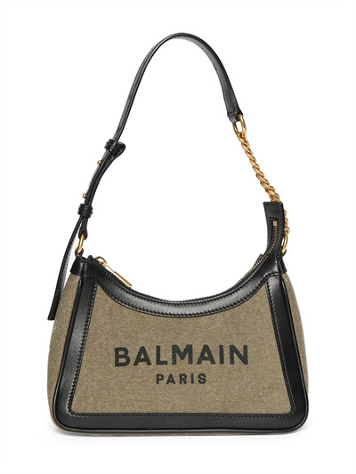 Balmain - B-army canvas & leather shoulder bag - Kaki/Noir | Luisaviaroma | Luisaviaroma