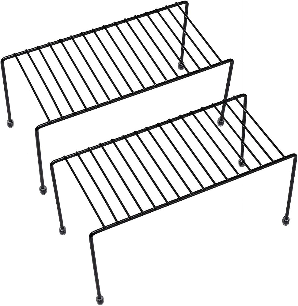 yaenoei Kitchen Shelves, Cabinet Organization Mini Storage Shelf, Black,Set of 2 | Amazon (US)