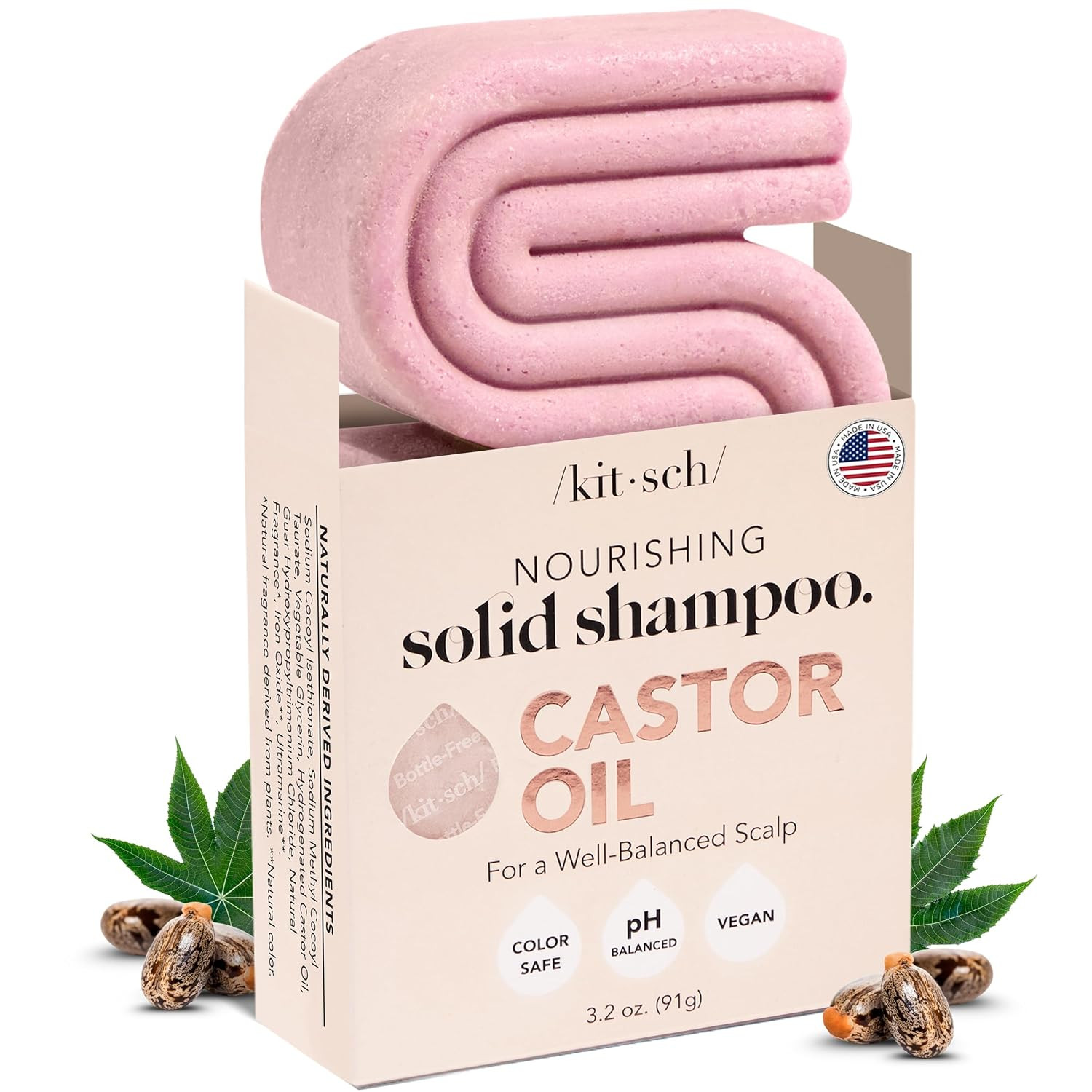 Kitsch Castor Oil Shampoo Bar Soap for Hair Care - Organic Castor Oil Solid Shampoo for Hair Grow... | Amazon (US)