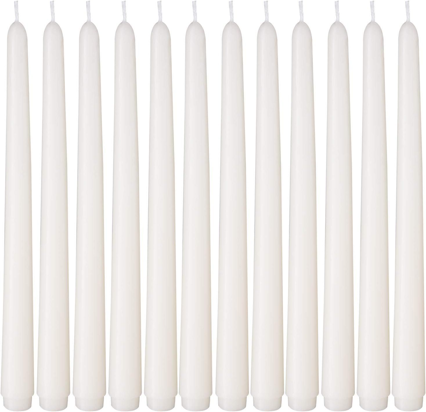 Laskey Dripless Taper Candles 10 Inch Tall Wedding Dinner Candle Set of 12 (Ivory) | Amazon (US)