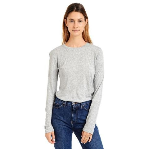 Long Sleeve Crew Tee - Marcy - Heather Grey | Mott & Bow