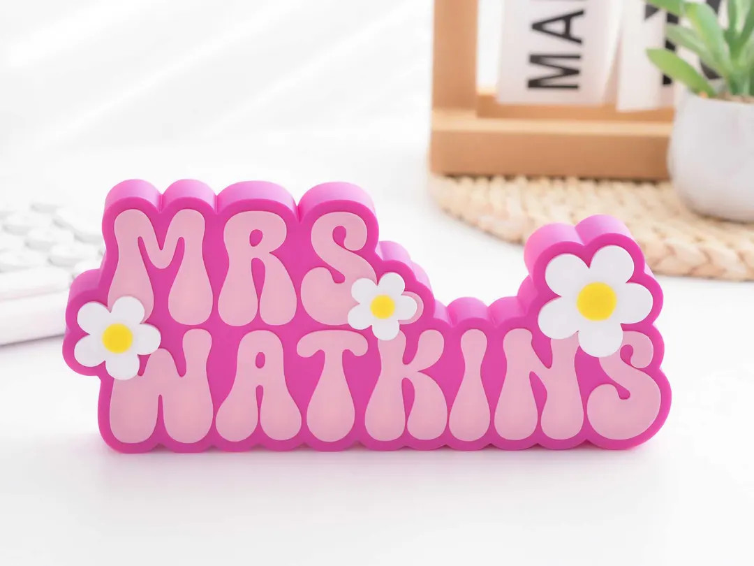 Personalized Teacher name plate-custom teacher gift-teacher desk decor-groovy Name Plate-da... | Etsy (Global)