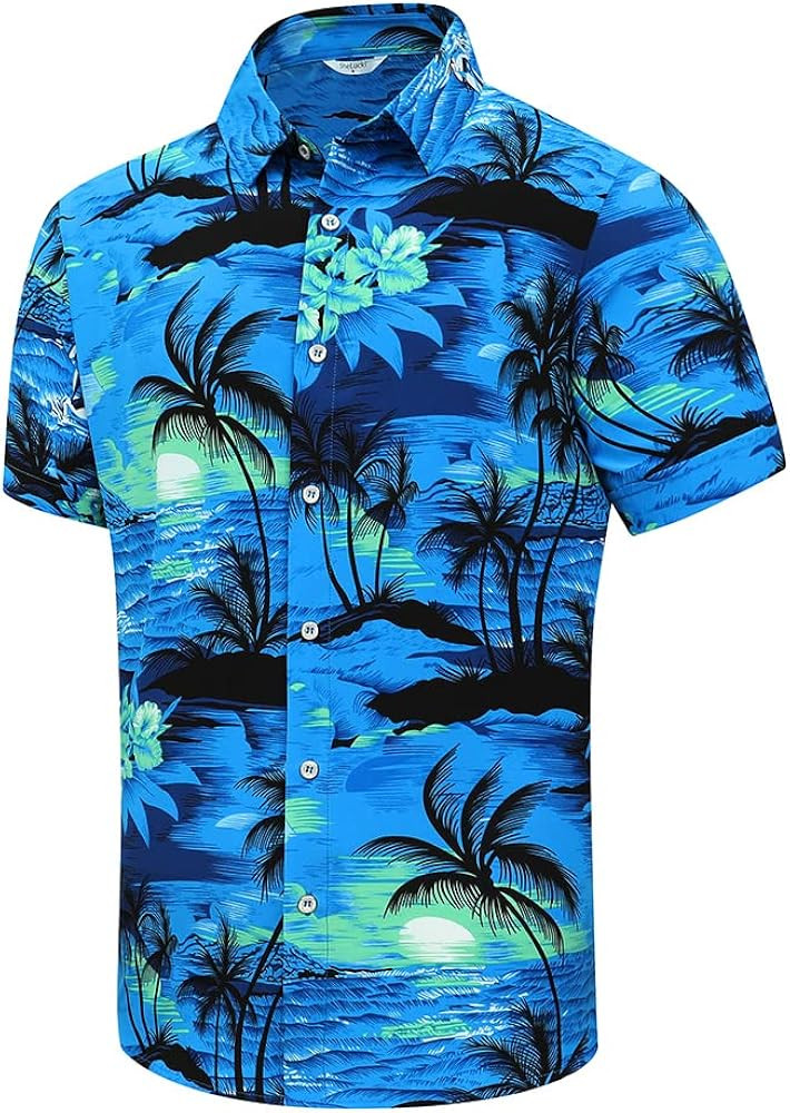 SheLucki Hawaiian Shirt for Men, Unisex Summer Beach Casual Short Sleeve Button Down Shirts, Prin... | Amazon (US)
