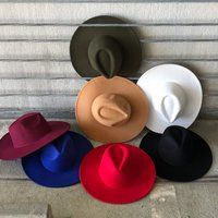 Fedora Hat, Wide Brim Wool Flat Fedora For Men, Women, Stylish Boater Hat | Etsy (US)