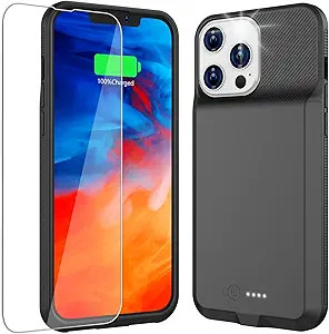 KKD Battery Case for iPhone 13/13 Pro, 7000mAh Ultra-Slim Portable Charging Case with Tempered Fi... | Amazon (US)