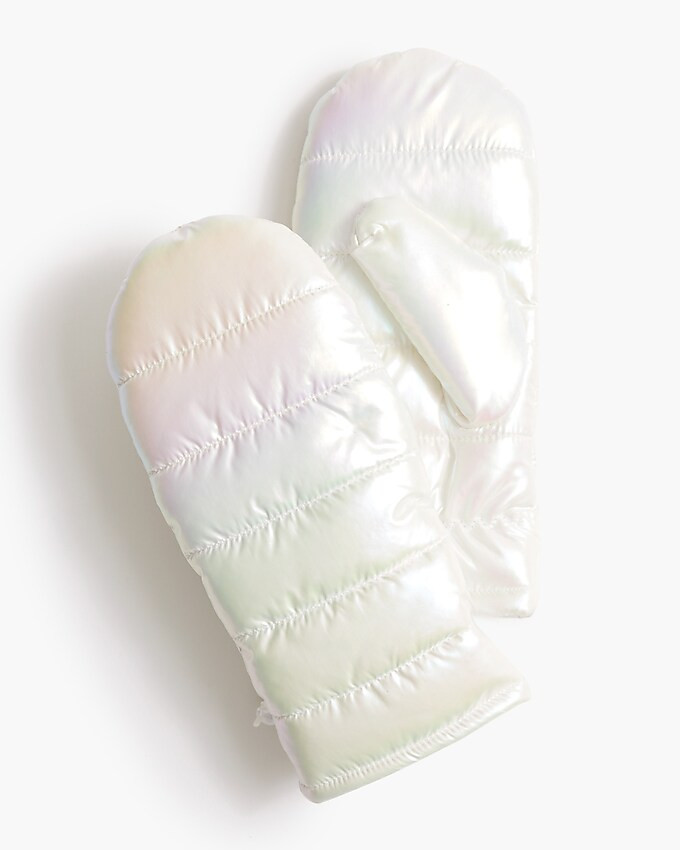 Iridescent puffer mittens | J.Crew Factory