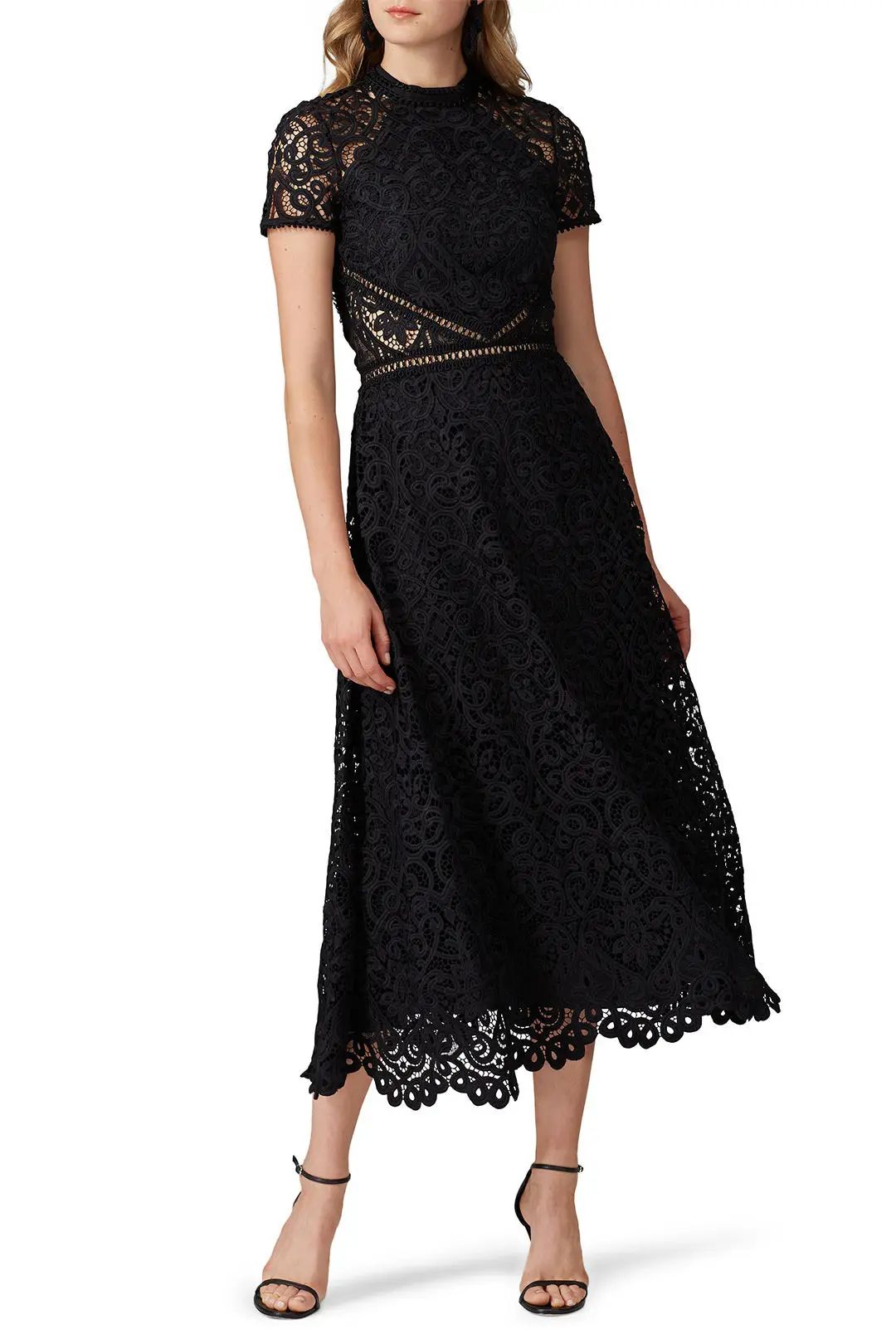 ML Monique Lhuillier Sheer Side Lace Dress | Rent the Runway