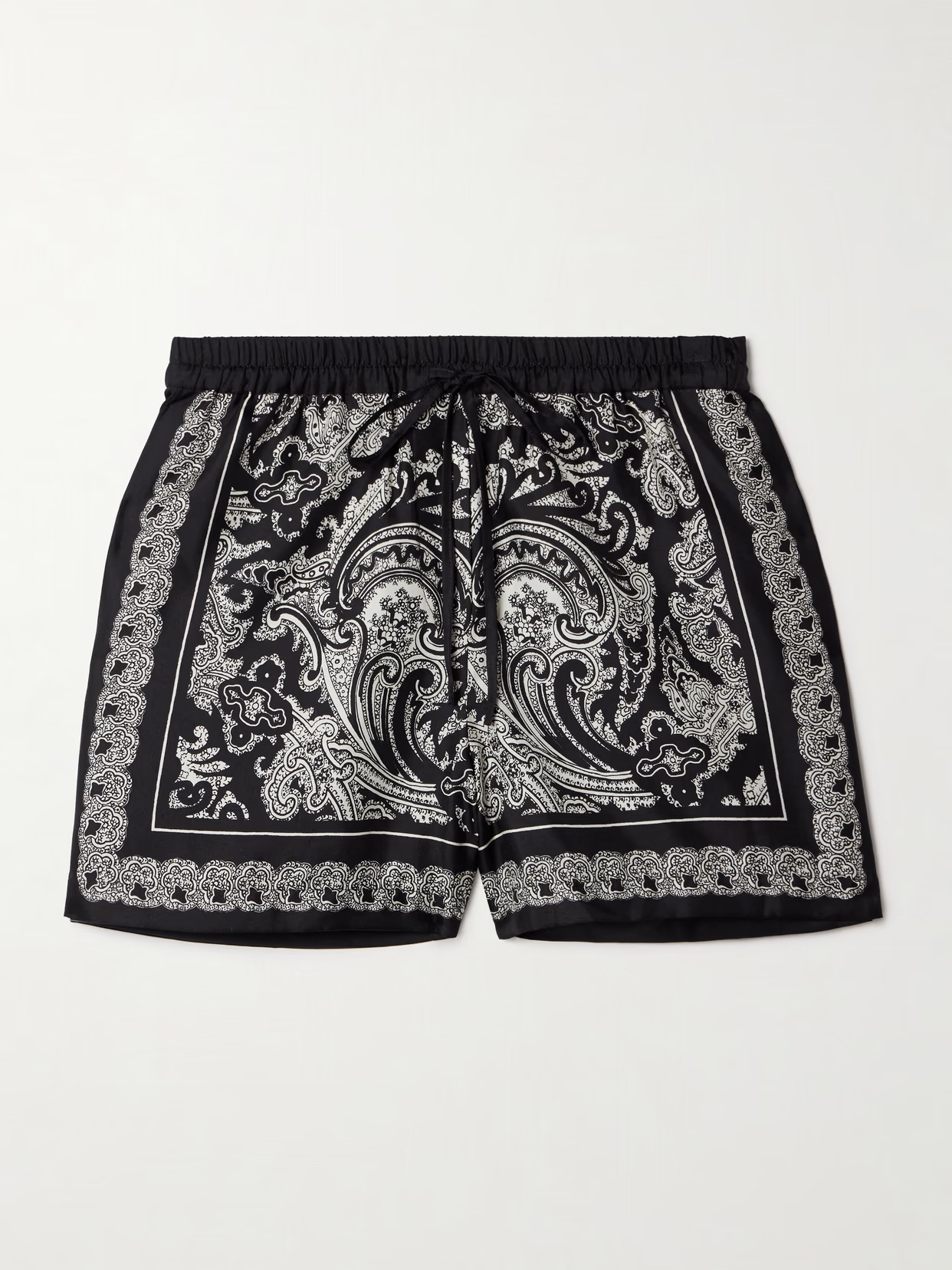 Nili Lotan - Frances Bandana-print Silk-twill Shorts - Black | NET-A-PORTER (US)