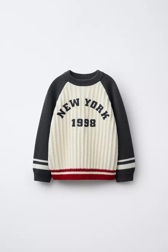 TEXTURED KNIT TEXT JUMPER | Zara US
