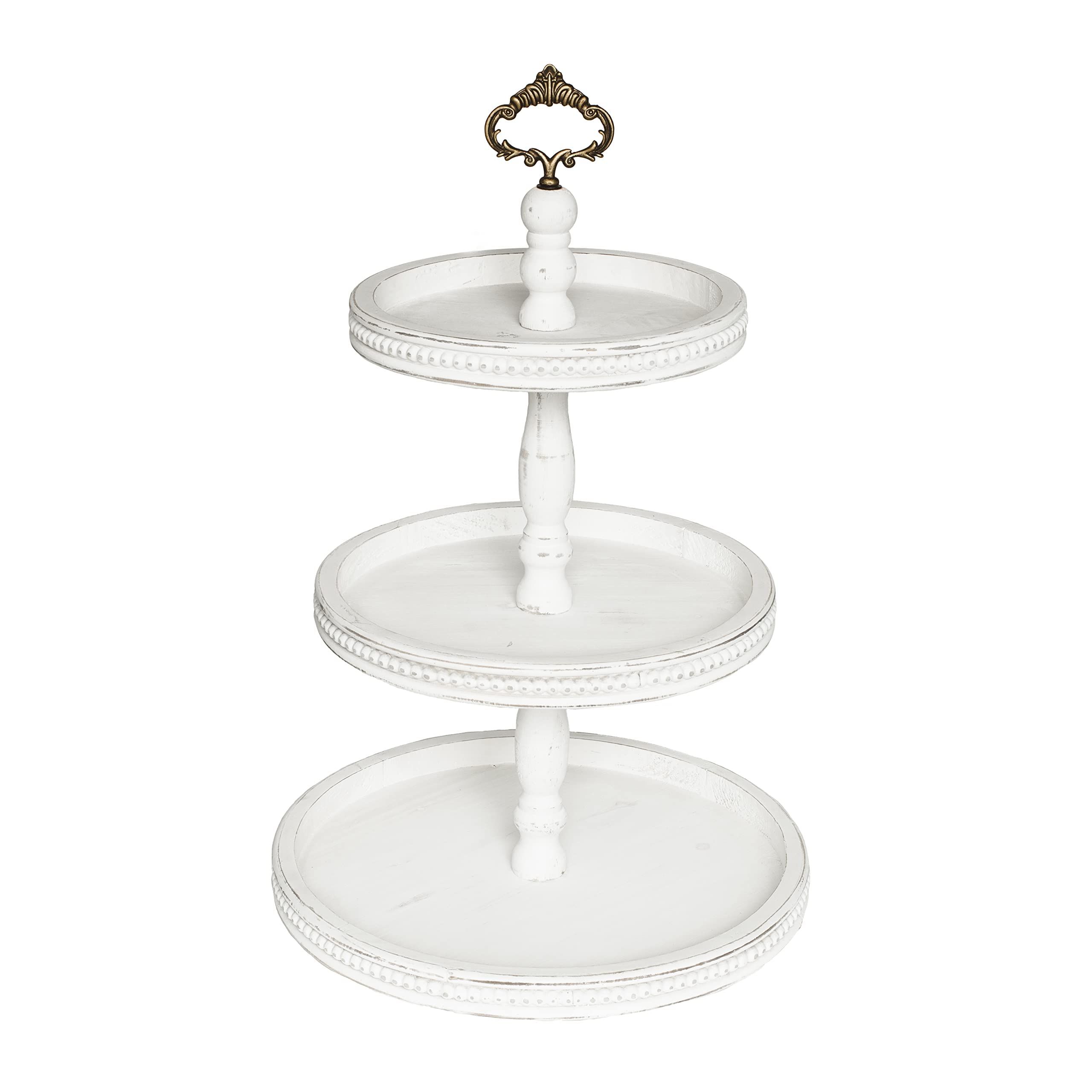 3 Tiered Tray Wooden Serving Stand by Felt Creative Home Goods. Large Shabby Chic Beaded Tray for Ho | Amazon (US)