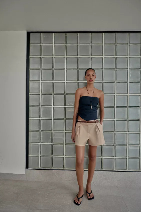 HIGH-WAISTED BELTED SHORTS | Zara US