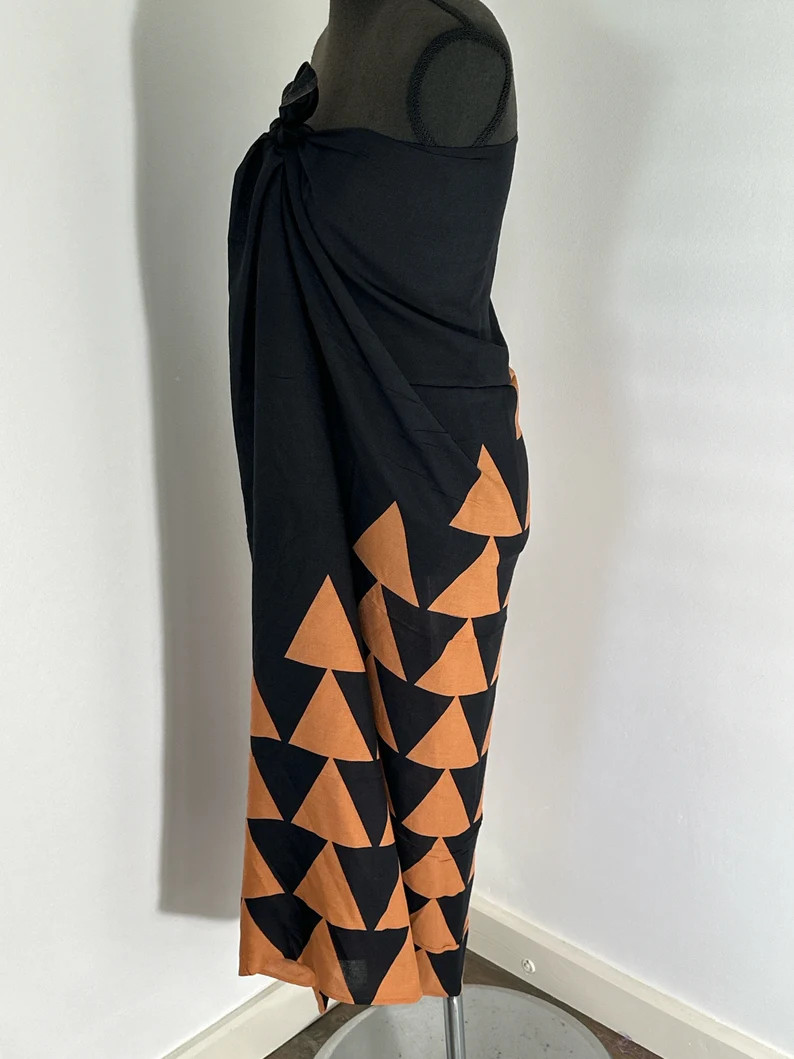 NEW! Rayon Hazel Brown on Black Mauna Tattoo Tribal Pareo  / Sarong / Beach Cover up or Wrap | Etsy (Global)
