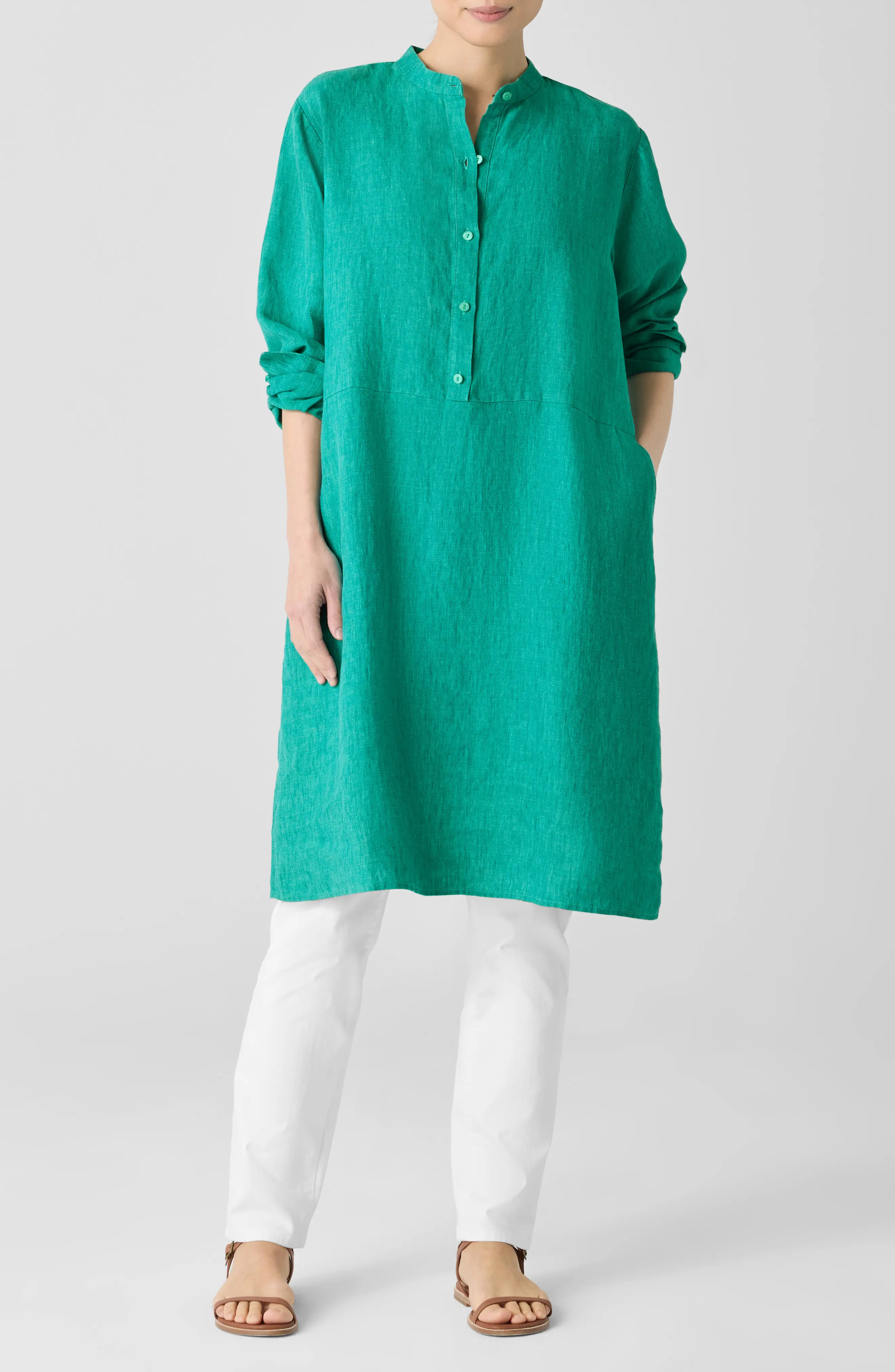 Long Sleeve Organic Linen Shift Shirtdress (Women) | Nordstromrack | Nordstrom Rack