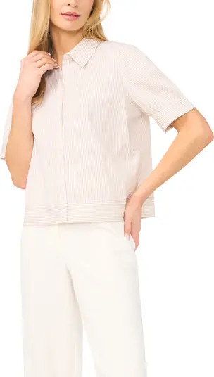 Halogen\u00ae Stripe Puff Sleeve Button-Up Shirt | Nordstrom | Nordstrom