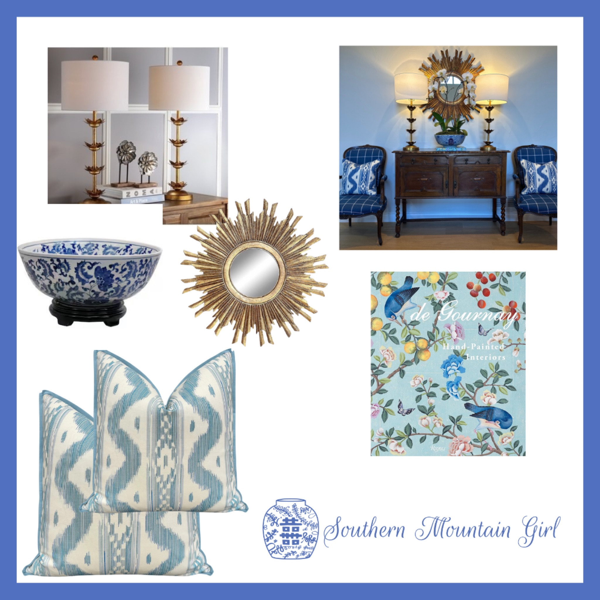 This area in our living room makes me so happy!!  The pillows are a splurge (but worth it!!) The lamps and mirror are very reasonably priced!!  Blue and white forever 💙🤍 #livingroom #pillows #lamps 

#LTKstyletip #LTKMostLoved #LTKhome