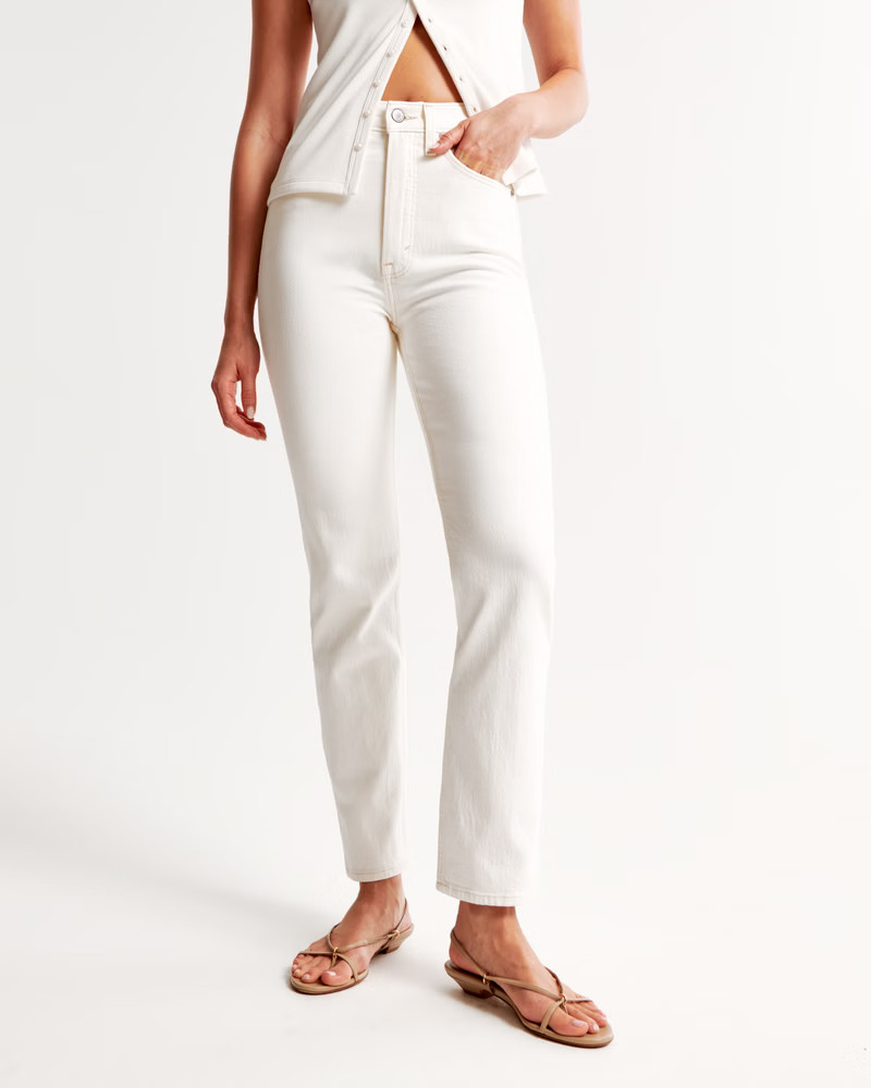 Women's Ultra High Rise Ankle Straight Jean | Women's Bottoms | Abercrombie.com | Abercrombie & Fitch (US)