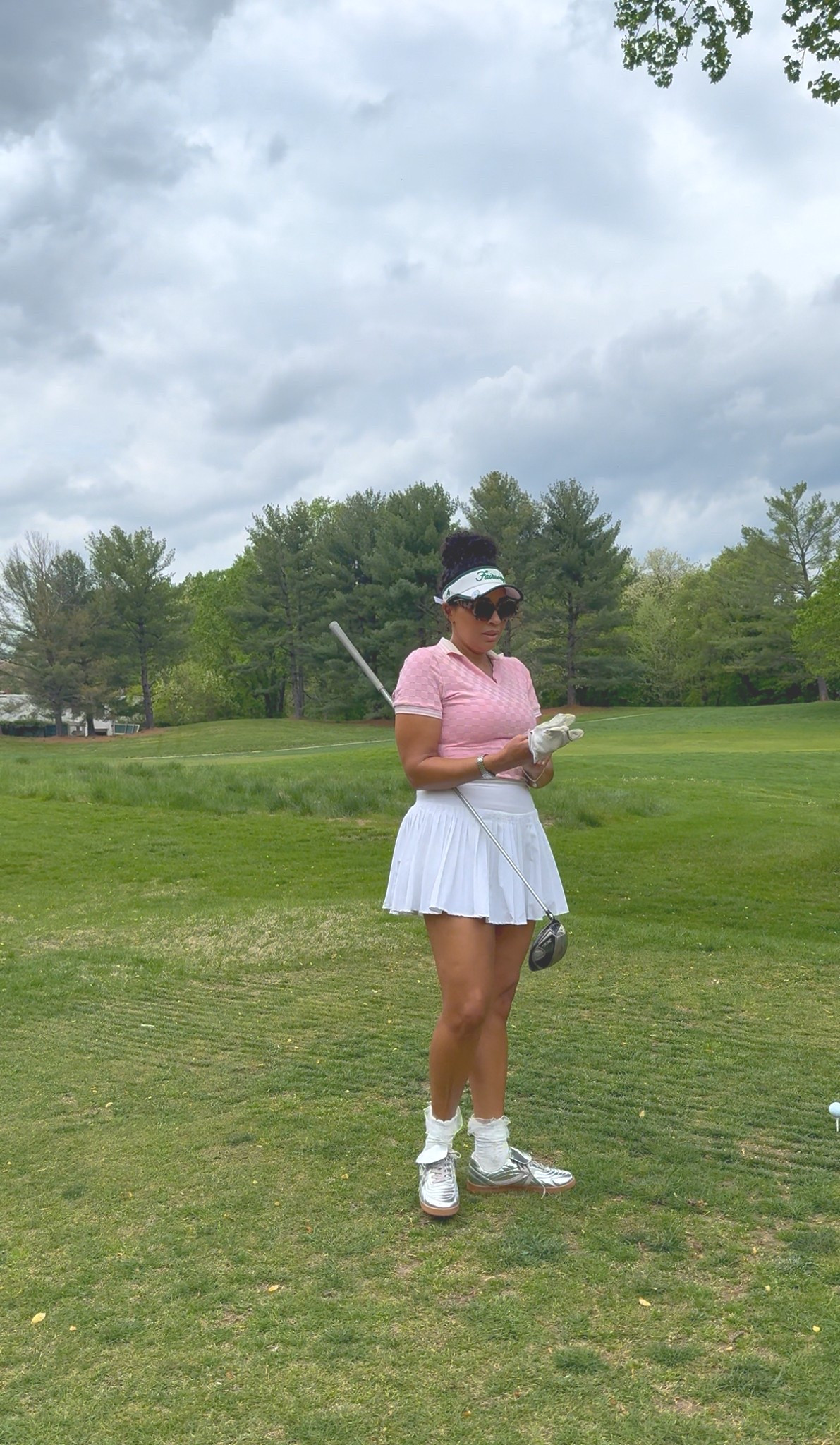 Girlie golf ootd 🫶🏽 absolutely love these silver shoes and how they add a little razzle dazzle to my outfits 

#LTKActive #LTKStyleTip #LTKMidsize