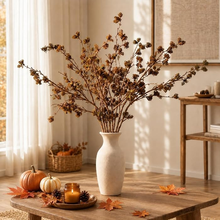 Luinabio 6 Pcs Brown Moss Branch Stems, 37 in Fall Artificial Leaf | Amazon (US)