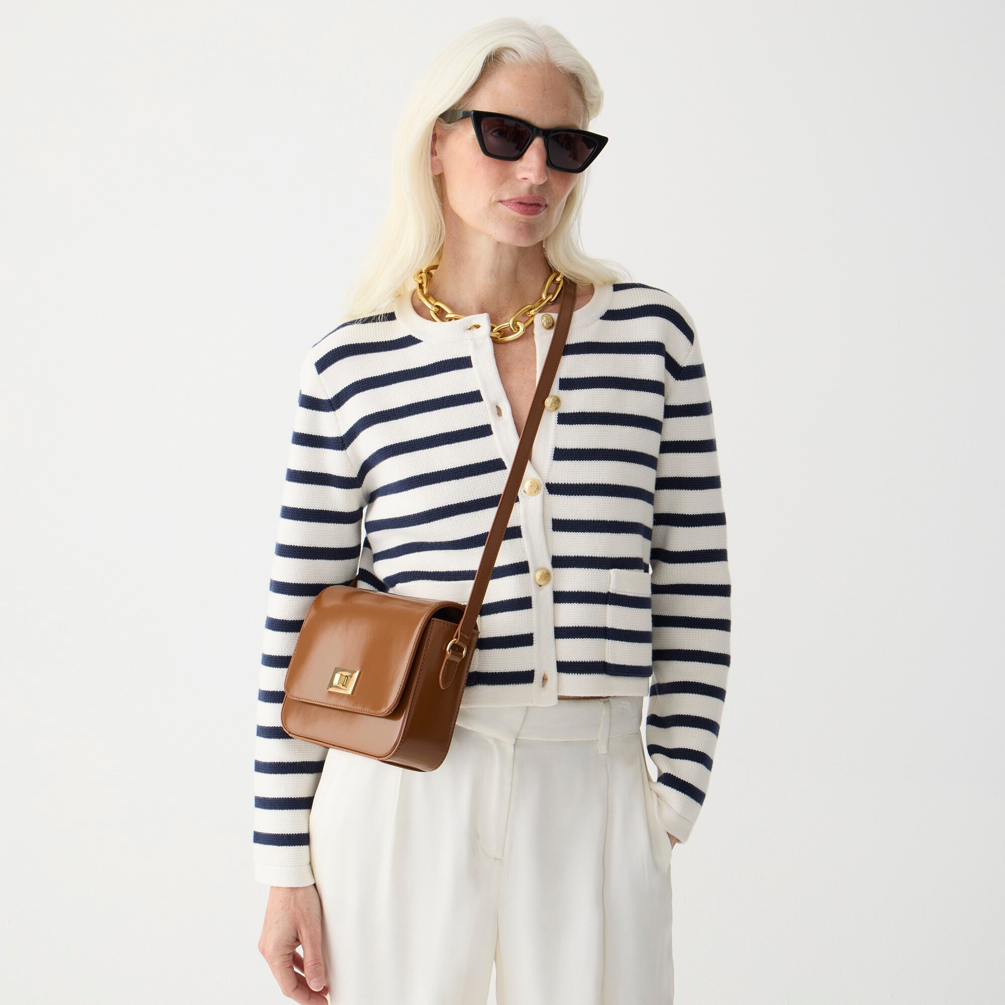 Emilie patch-pocket sweater lady jacket in stripe | J. Crew US
