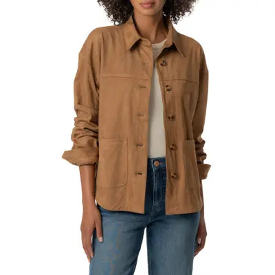 KUT from the Kloth Ellie Faux Suede Jacket in Whiskey at Nordstrom, Size X-Small | Nordstrom