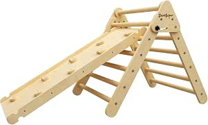 BanaSuper Foldable Pikler Triangle Climber with Ramp 2-in-1 Wooden Climbing Triangle Set with Lad... | Amazon (US)